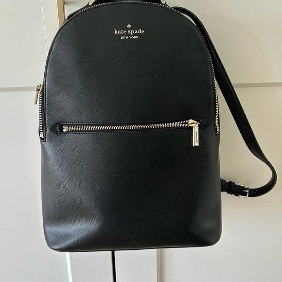 kate spade | Bags | Kate Spade Black Leather Backpack Sleek  display picture 2